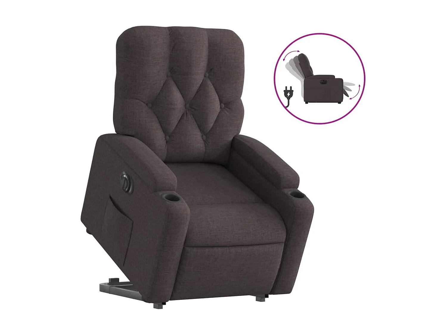 Fauteuil inclinable électrique marron foncé tissu