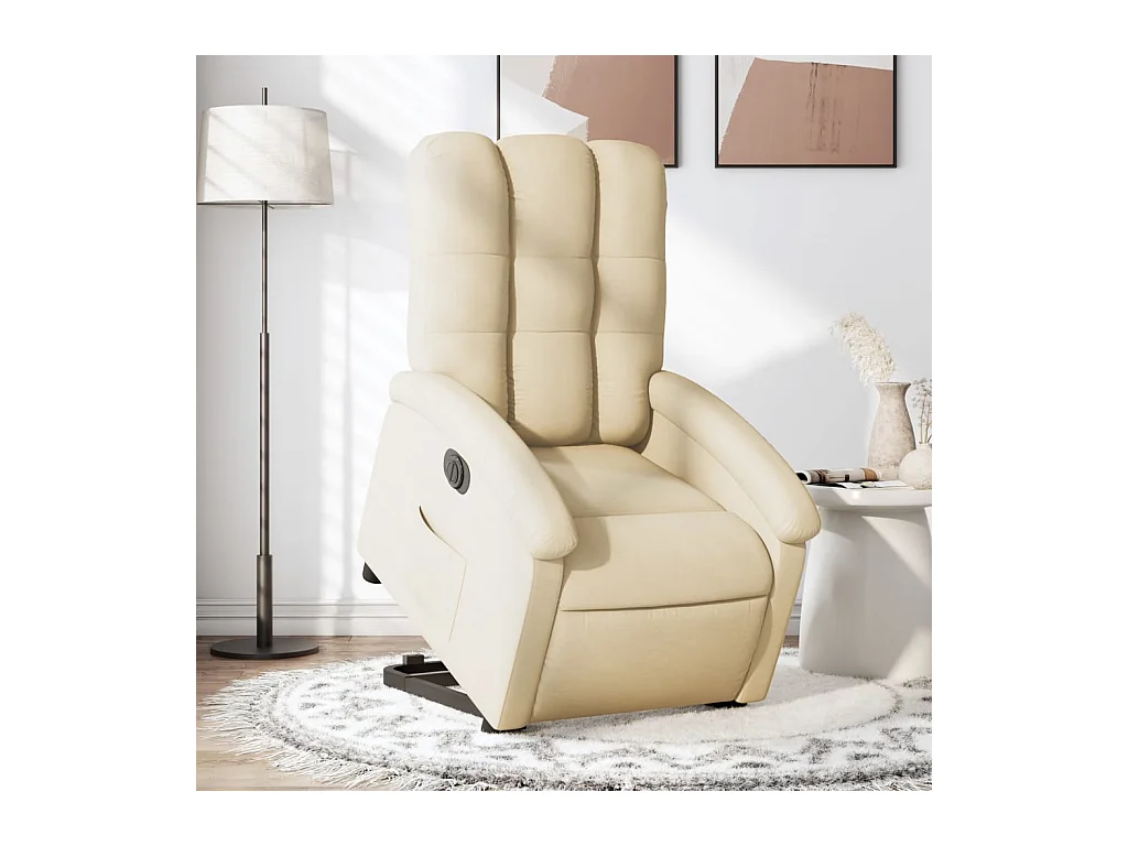 Fauteuil inclinable électrique crème tissu