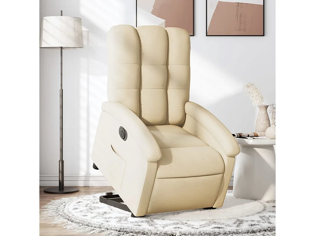 Fauteuil inclinable électrique crème tissu