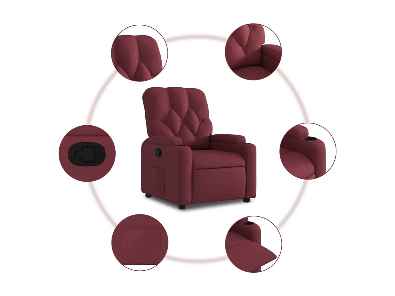 Fauteuil inclinable Rouge bordeaux Tissu
