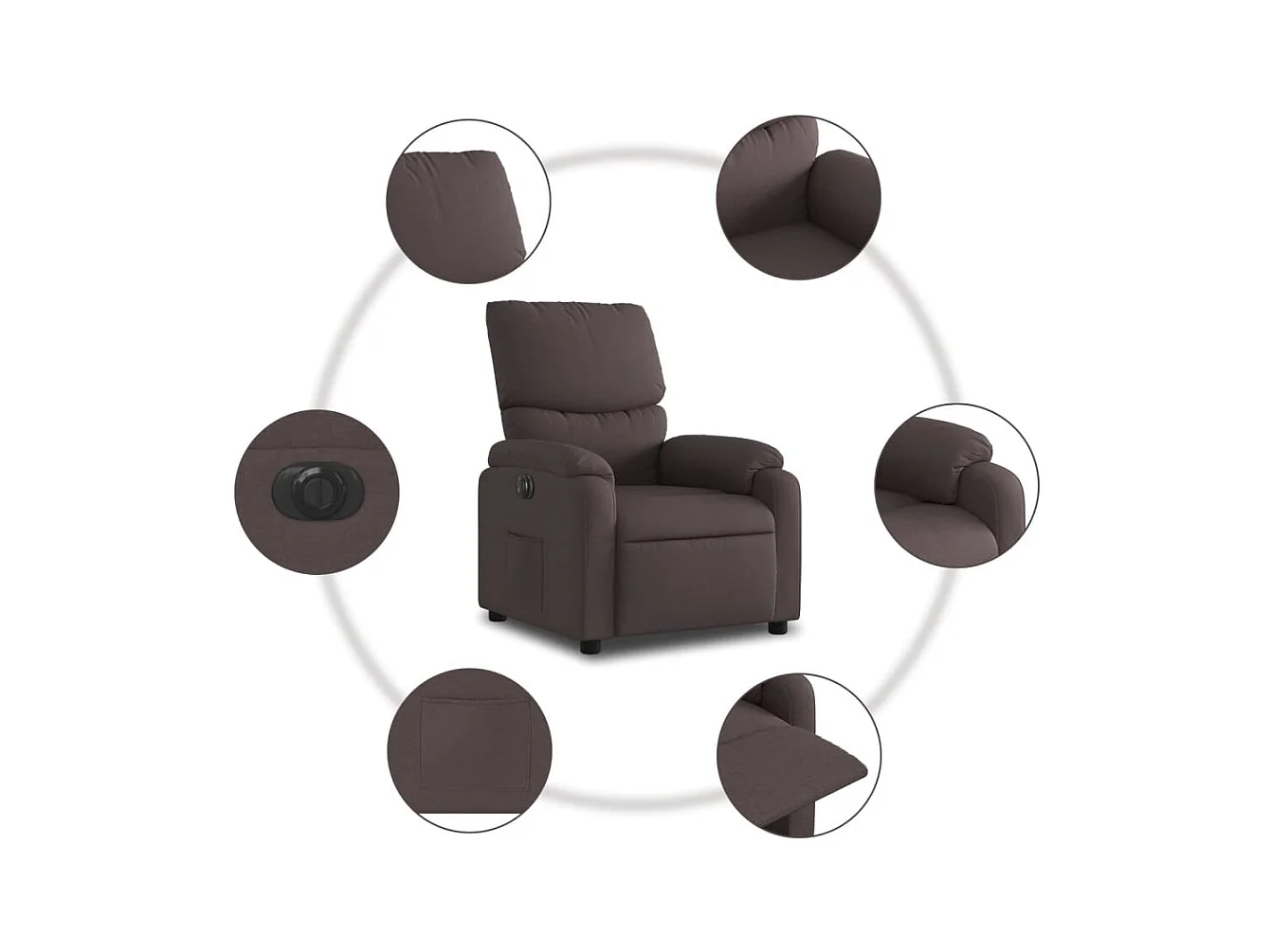 Fauteuil inclinable électrique Marron foncé Tissu
