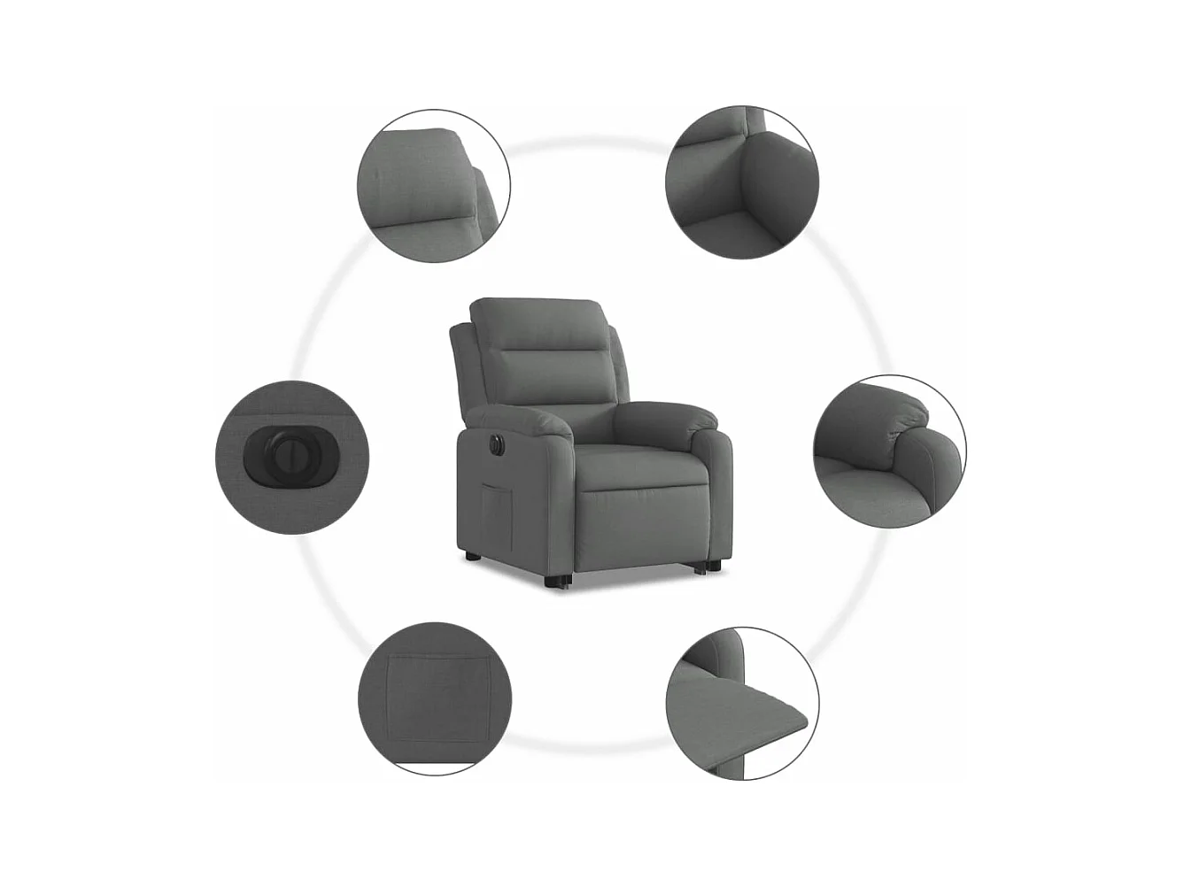Fauteuil inclinable électrique gris foncé tissu