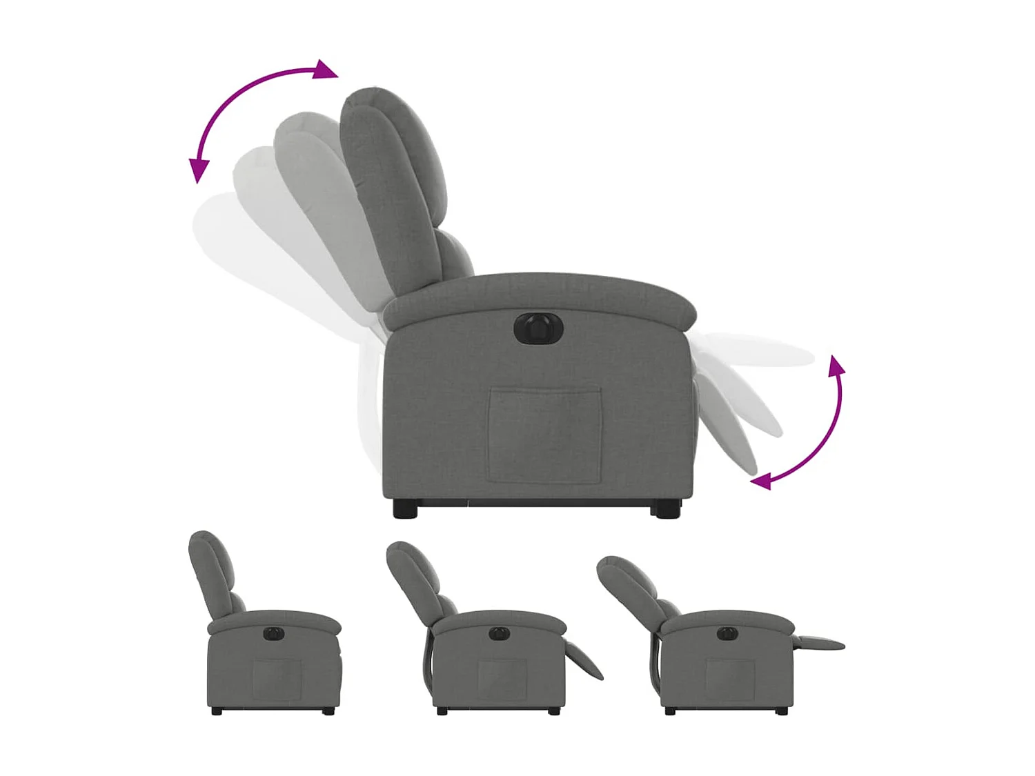 Fauteuil inclinable électrique gris foncé tissu