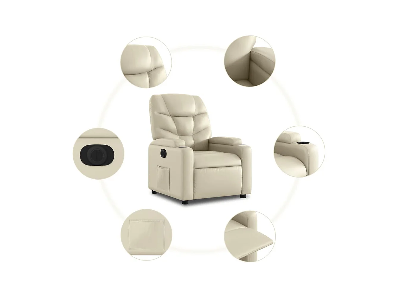 Fauteuil inclinable électrique crème similicuir