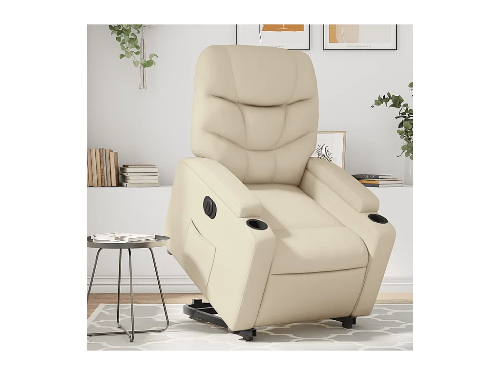 Fauteuil inclinable électrique crème similicuir