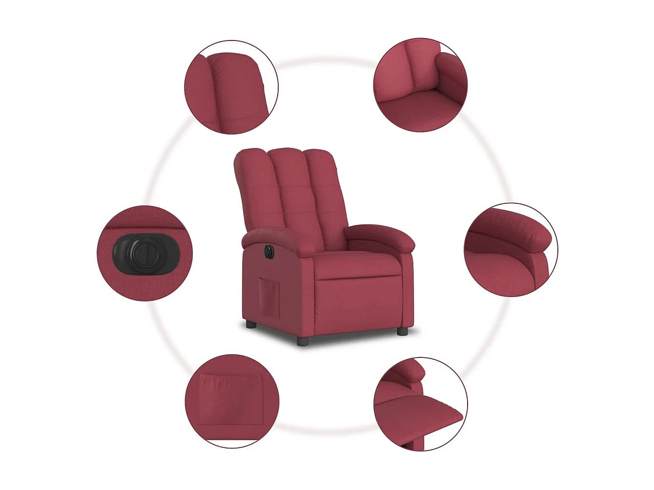 Fauteuil inclinable électrique Rouge bordeaux Tissu