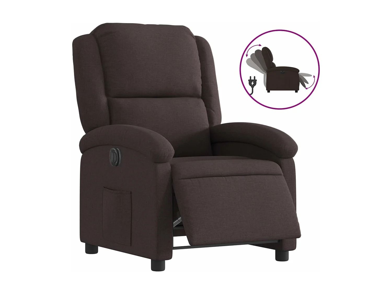 Fauteuil inclinable électrique Marron foncé Tissu