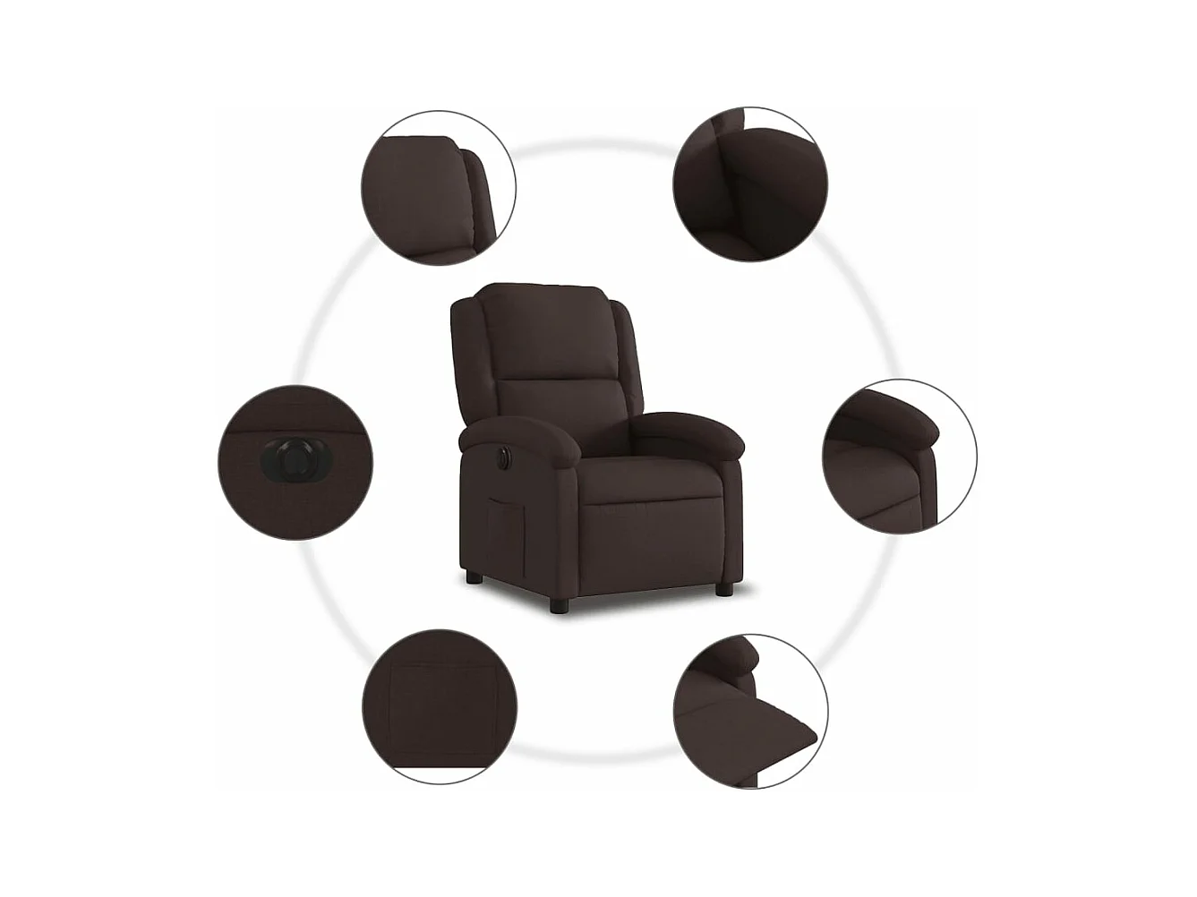 Fauteuil inclinable électrique Marron foncé Tissu