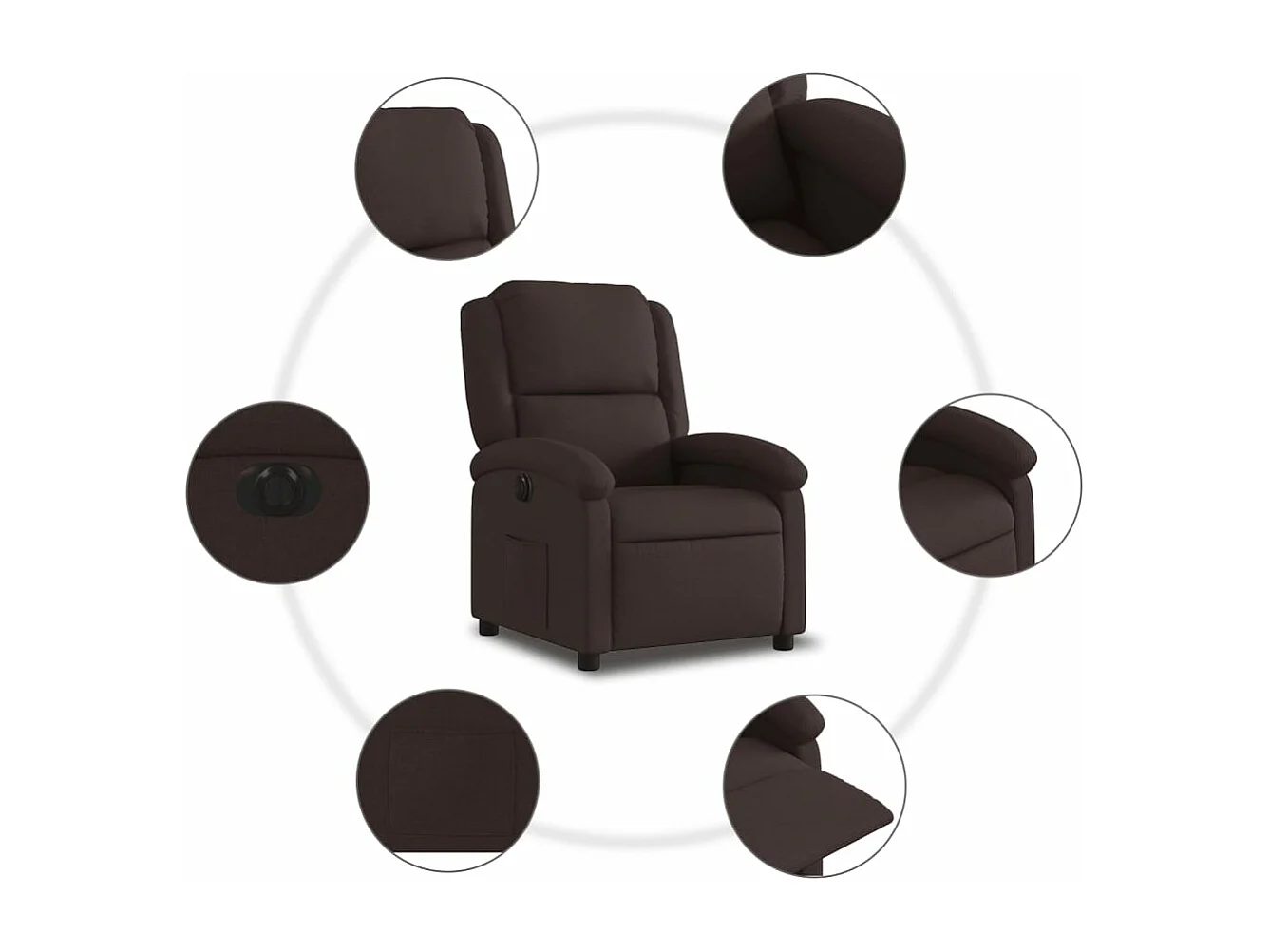 Fauteuil inclinable électrique Marron foncé Tissu