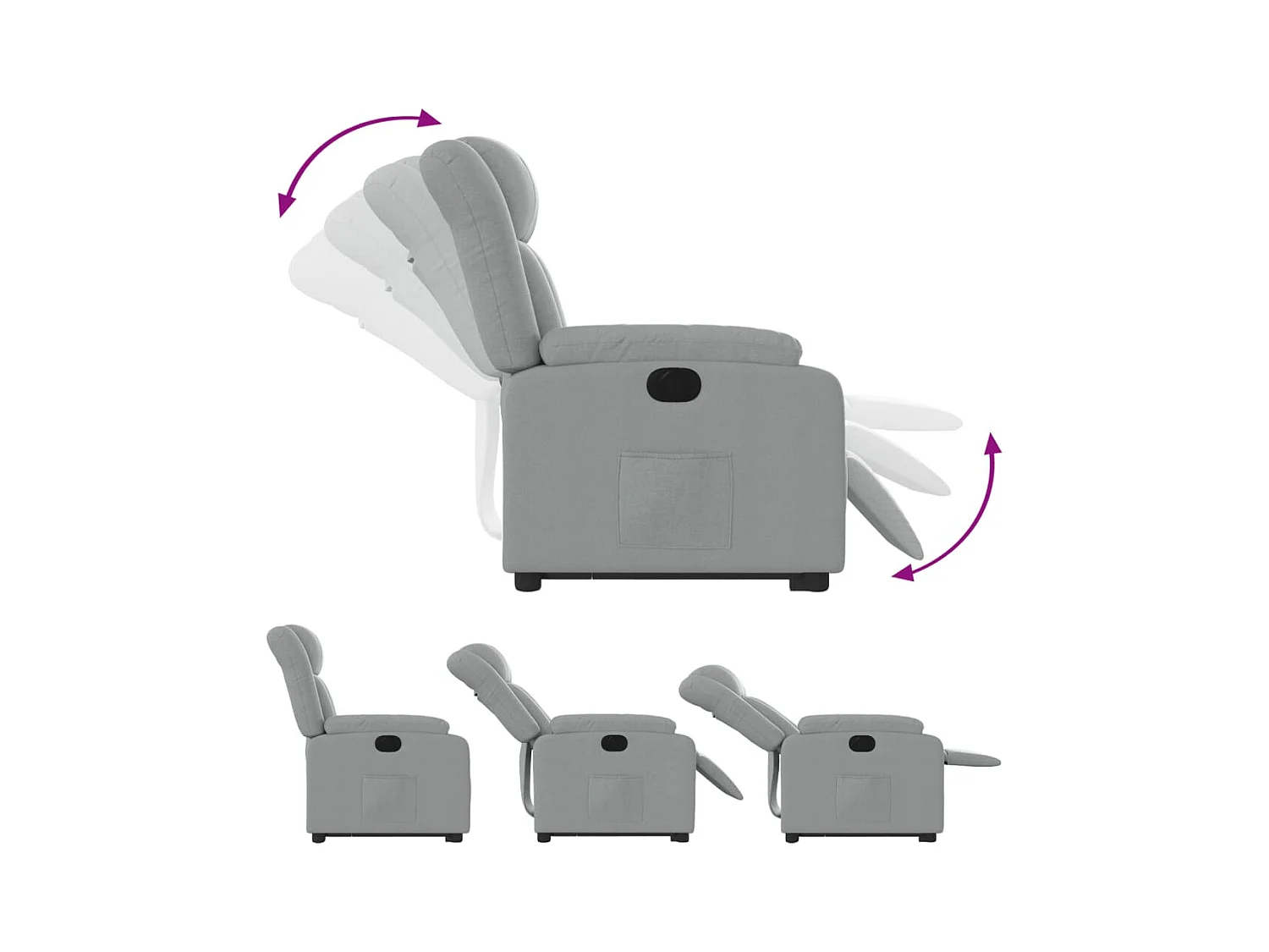 Fauteuil inclinable électrique gris clair tissu