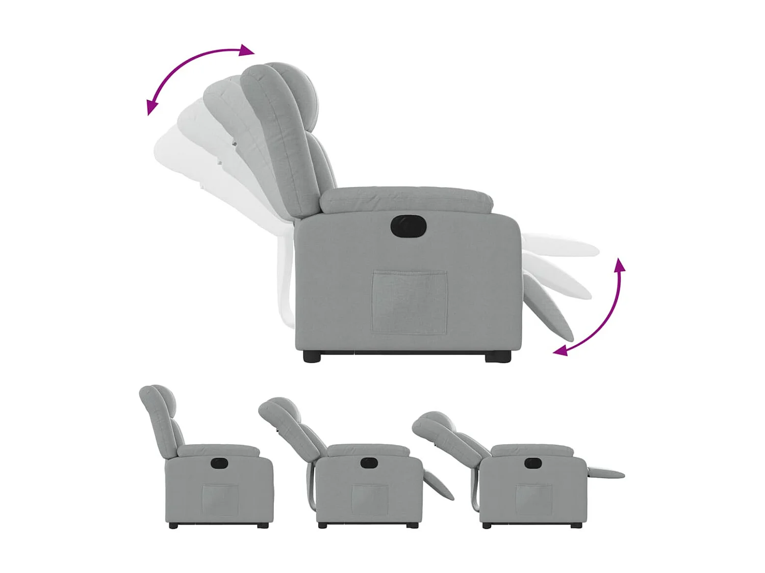 Fauteuil inclinable électrique gris clair tissu