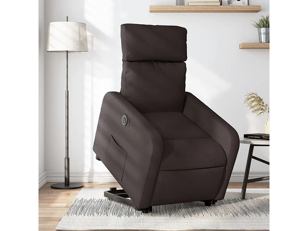 Fauteuil inclinable électrique marron foncé tissu
