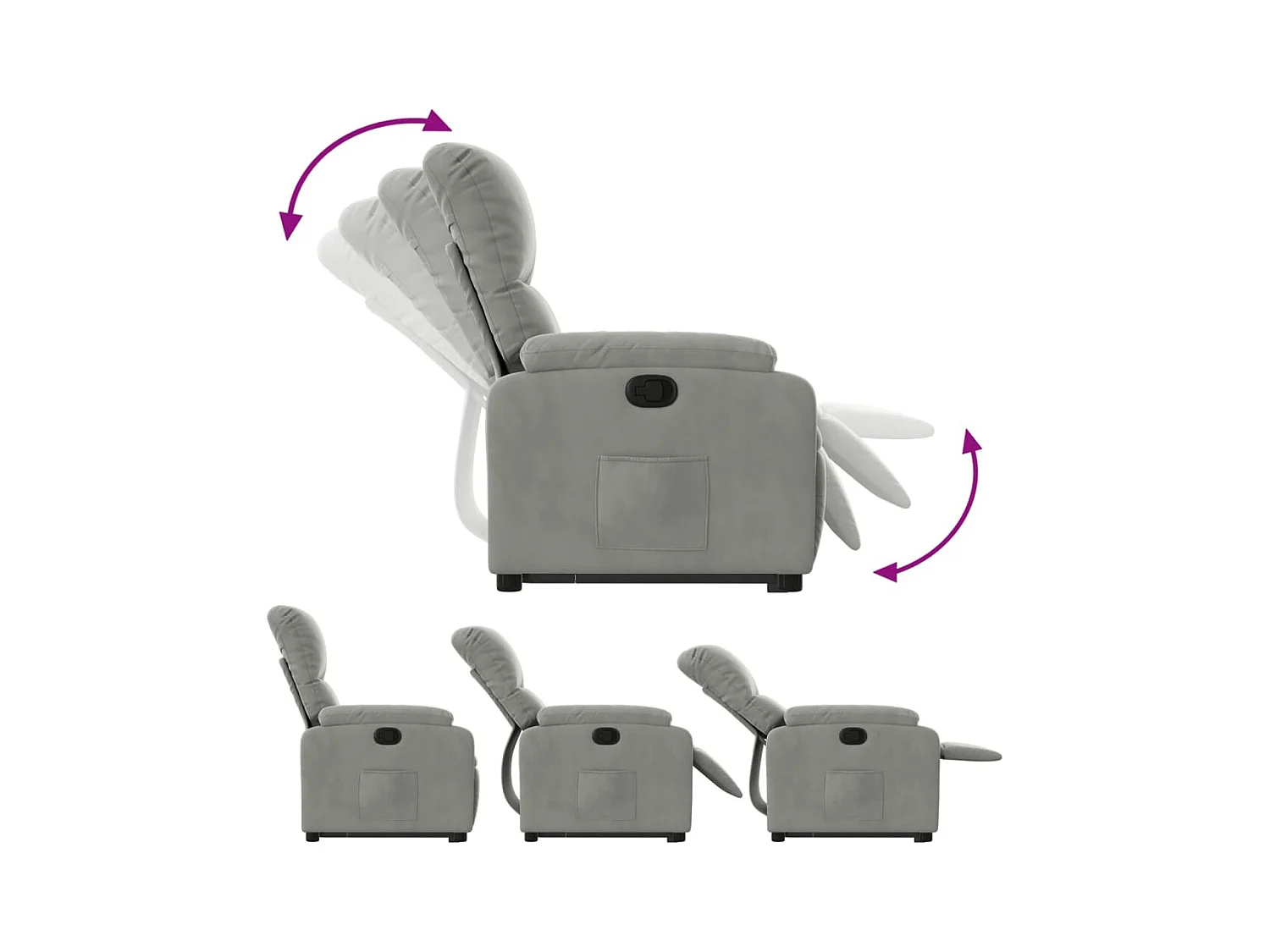 Fauteuil inclinable gris clair tissu microfibre