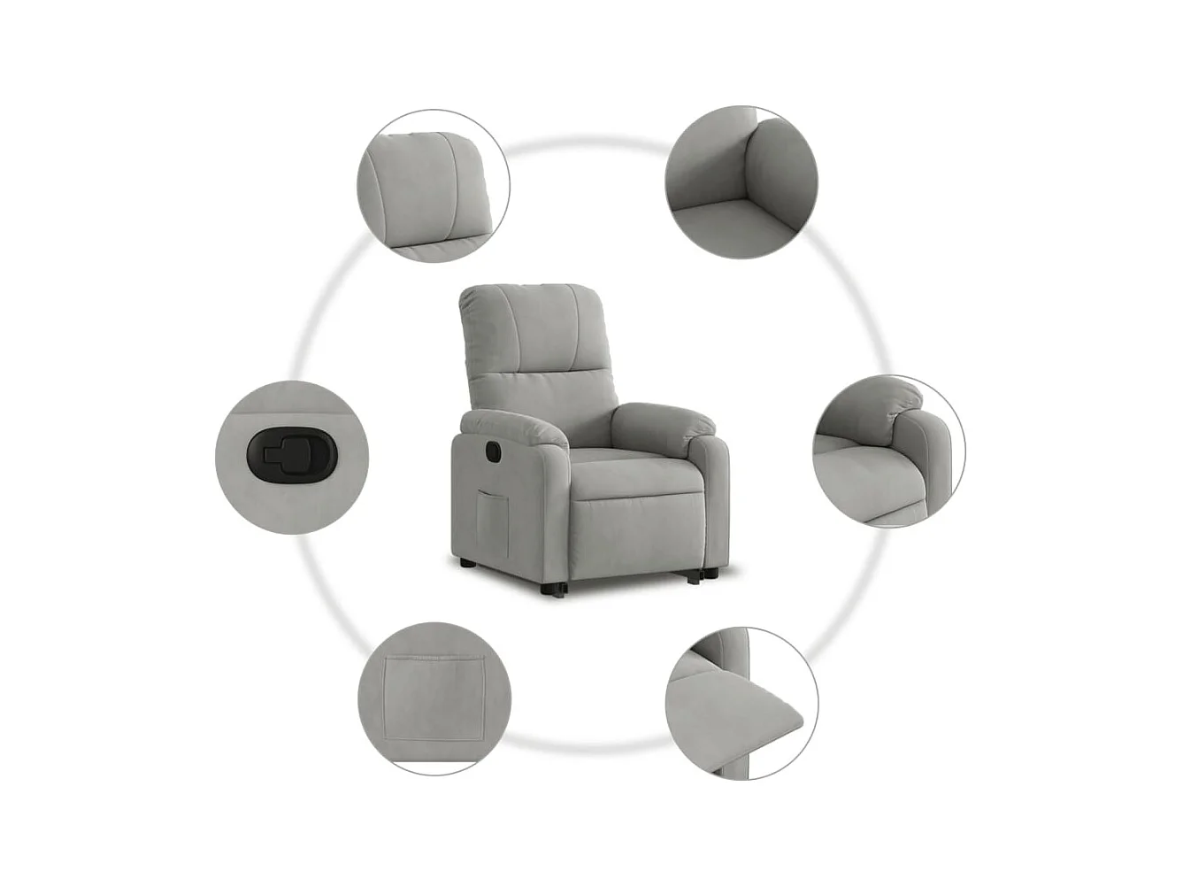 Fauteuil inclinable gris clair tissu microfibre