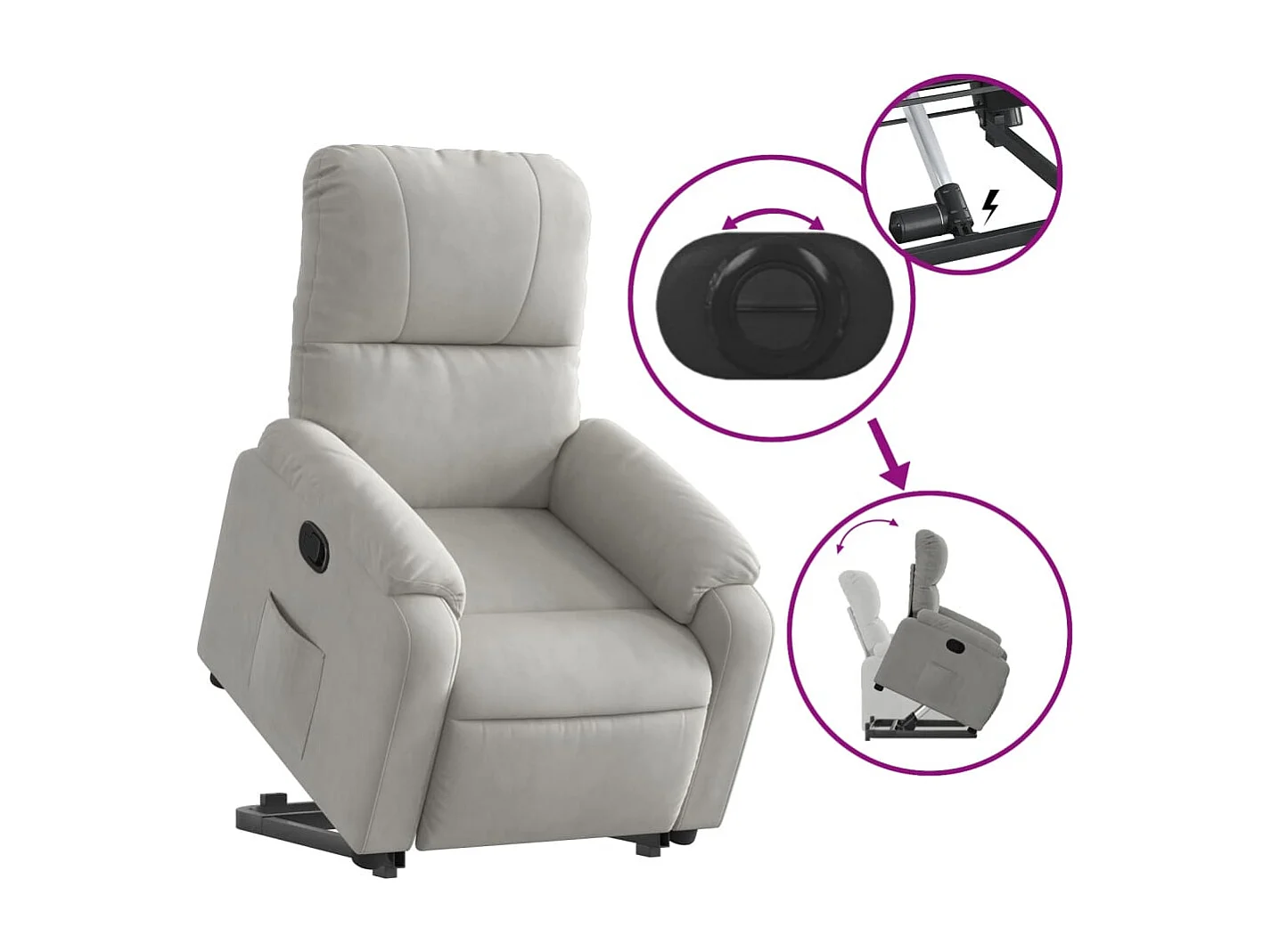 Fauteuil inclinable gris clair tissu microfibre