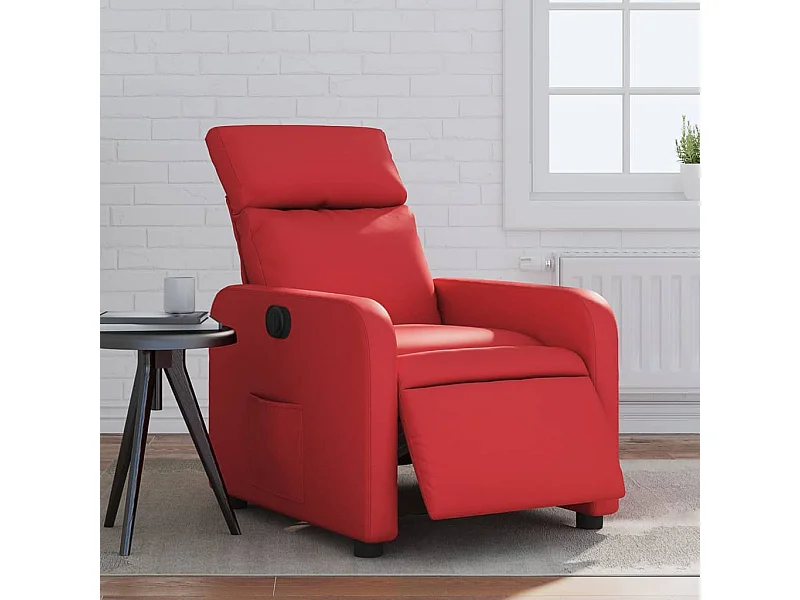 Sillón reclinable eléctrico de cuero sintético rojo