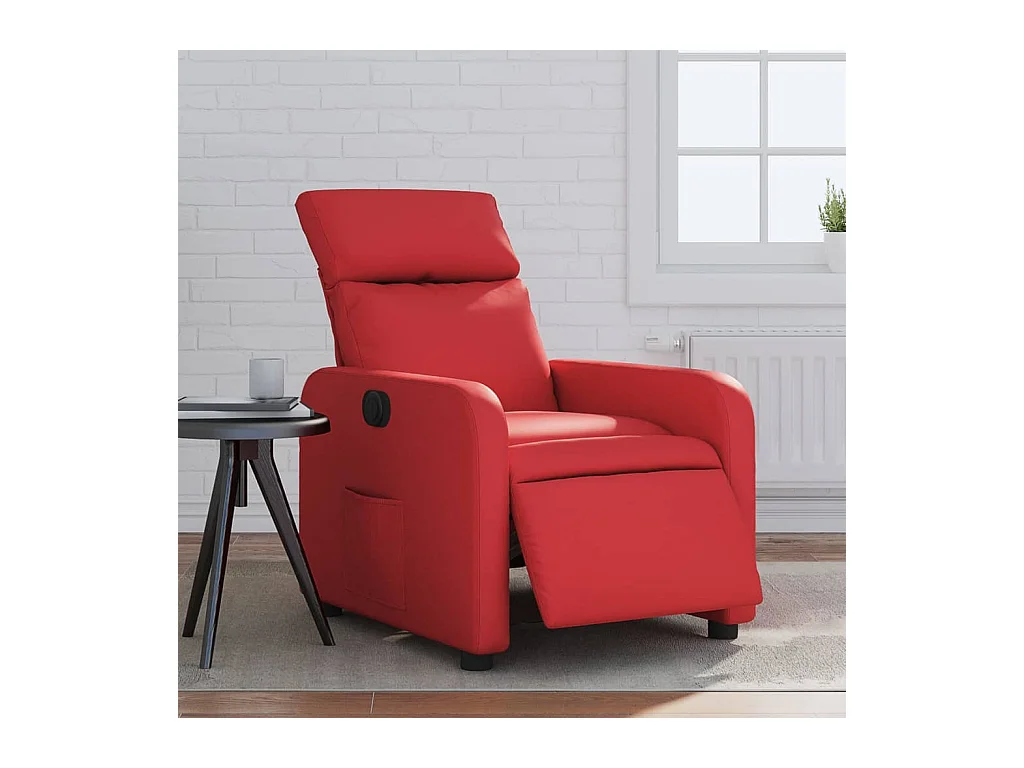 Poltrona reclinável elétrica couro artificial vermelho