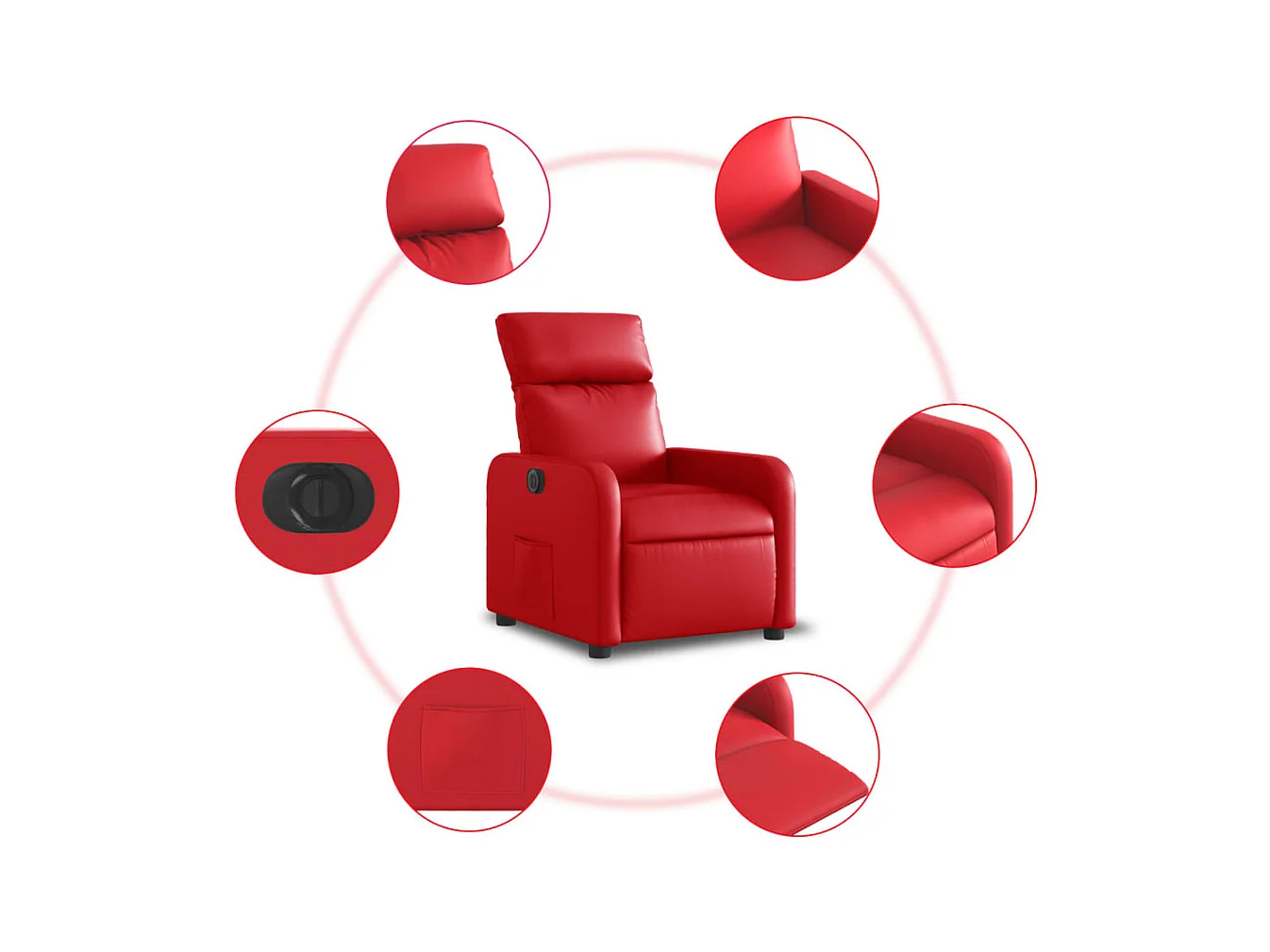 Poltrona reclinável elétrica couro artificial vermelho