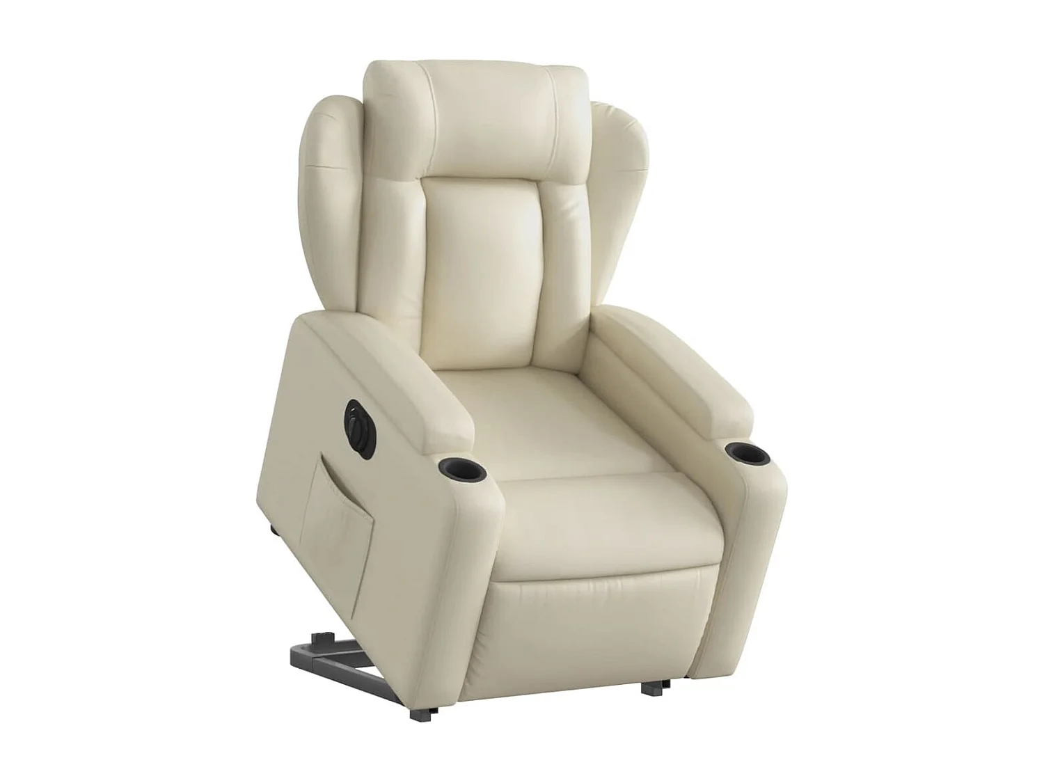 Sillón reclinable elevable eléctrico de cuero sintético crema