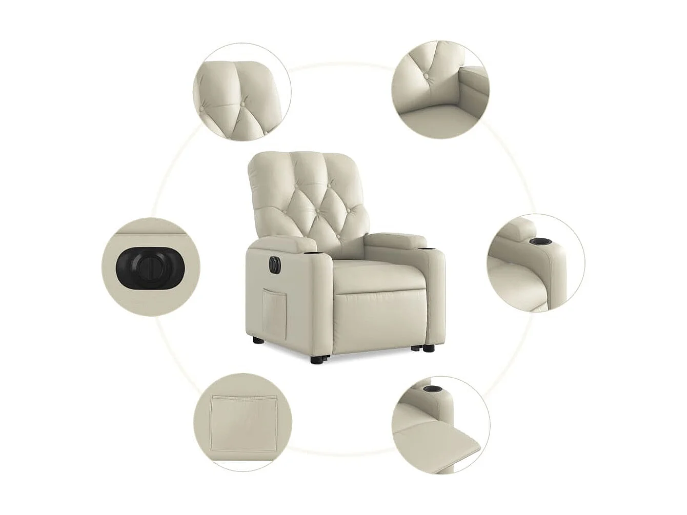 Fauteuil inclinable électrique crème similicuir