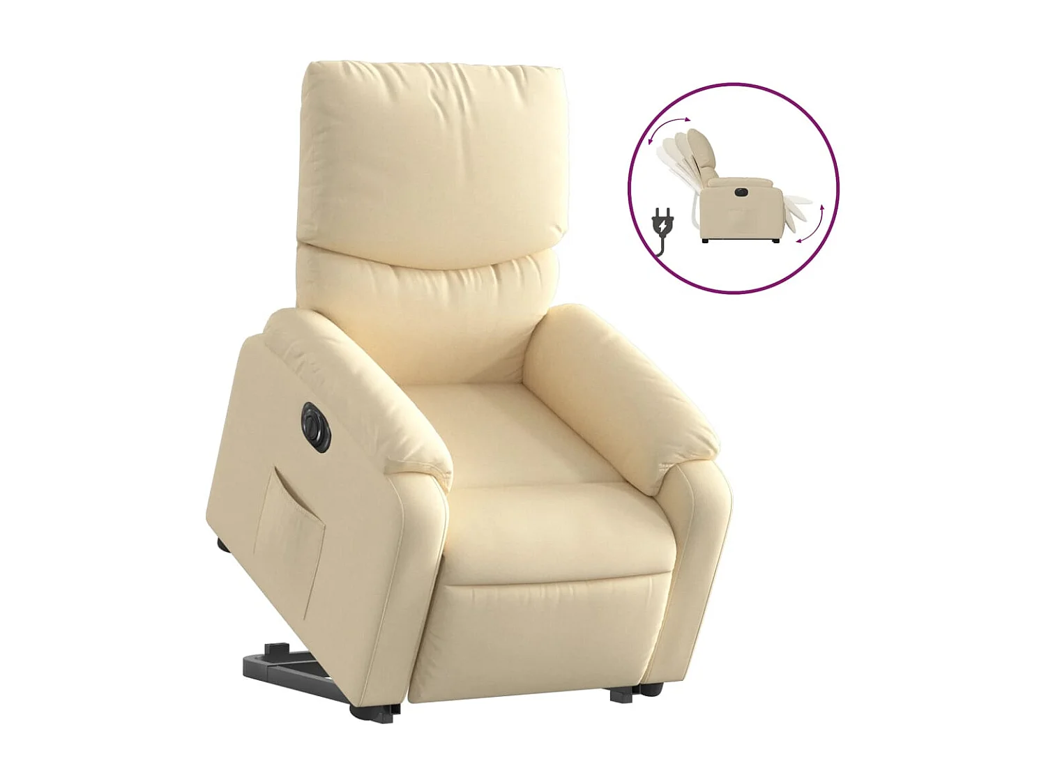 Fauteuil inclinable électrique crème tissu