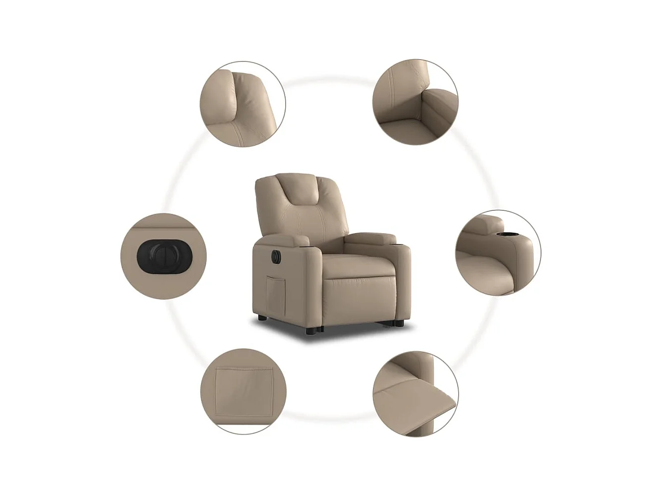 Fauteuil inclinable électrique cappuccino similicuir