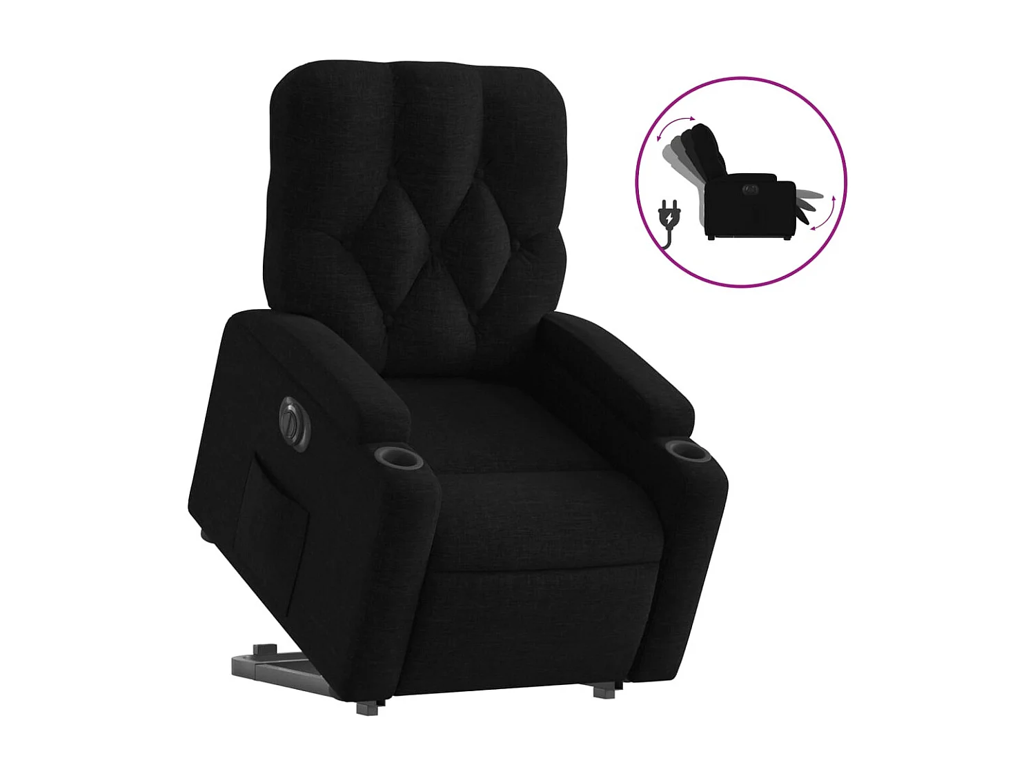 Sillón eléctrico reclinable elevable de tela negro