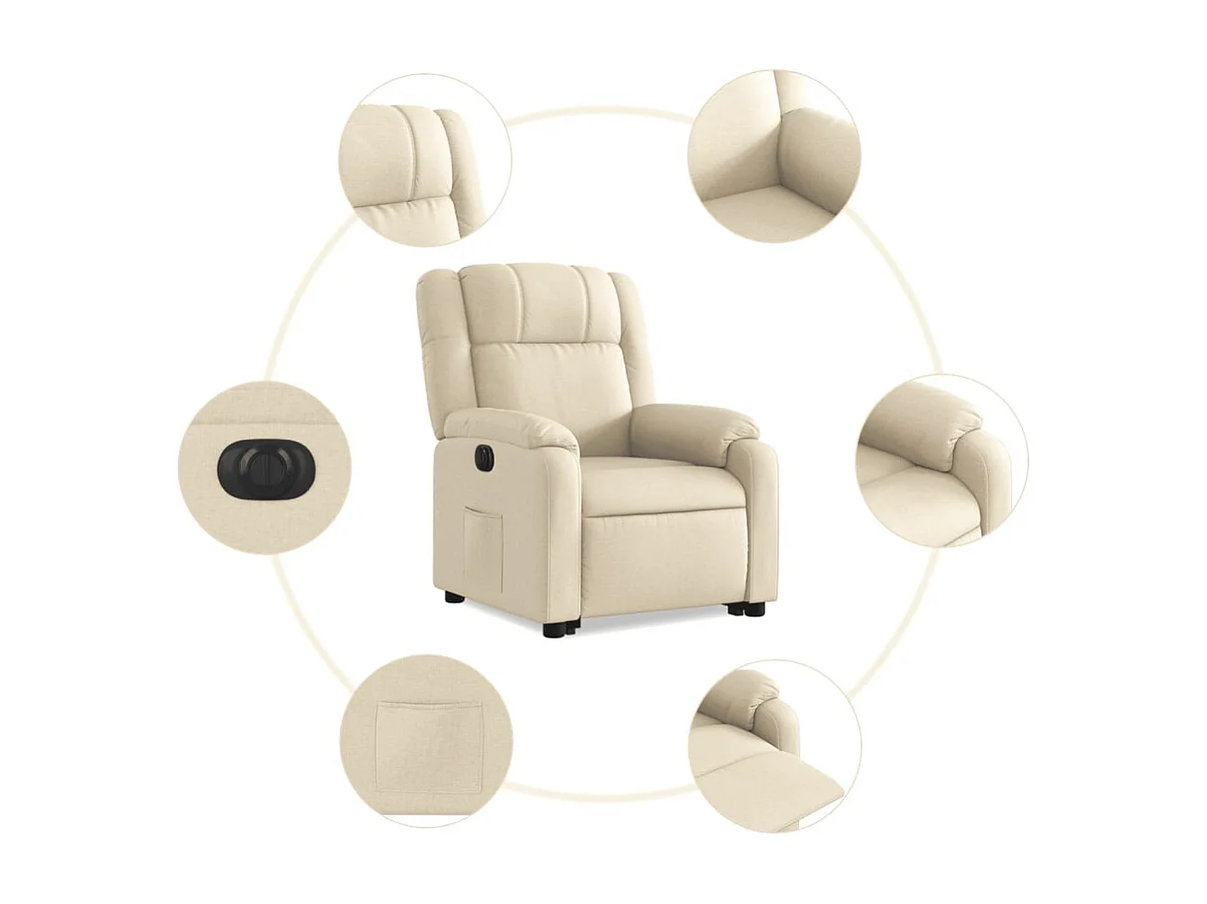 Fauteuil inclinable électrique crème tissu