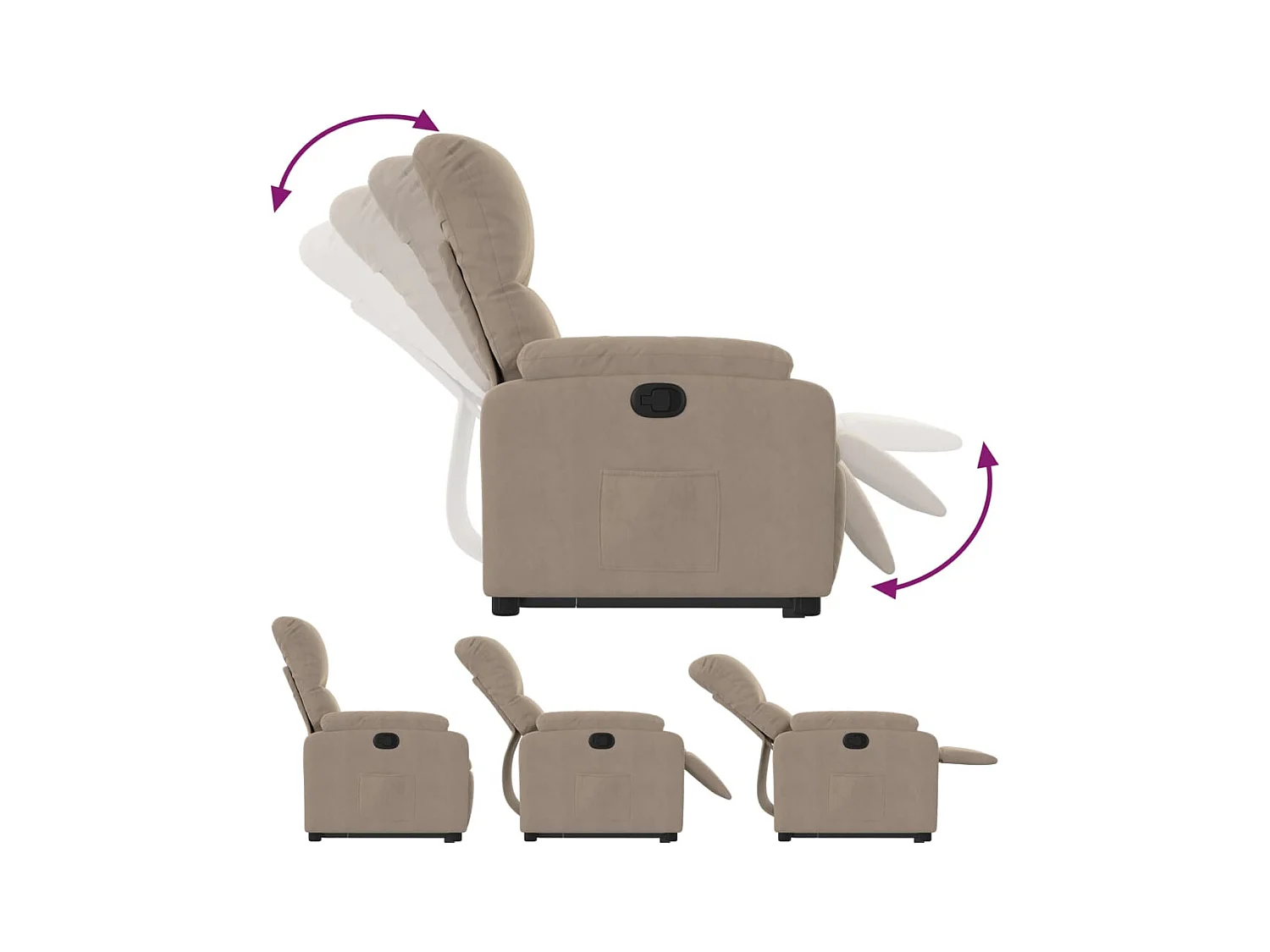 Fauteuil inclinable taupe tissu microfibre