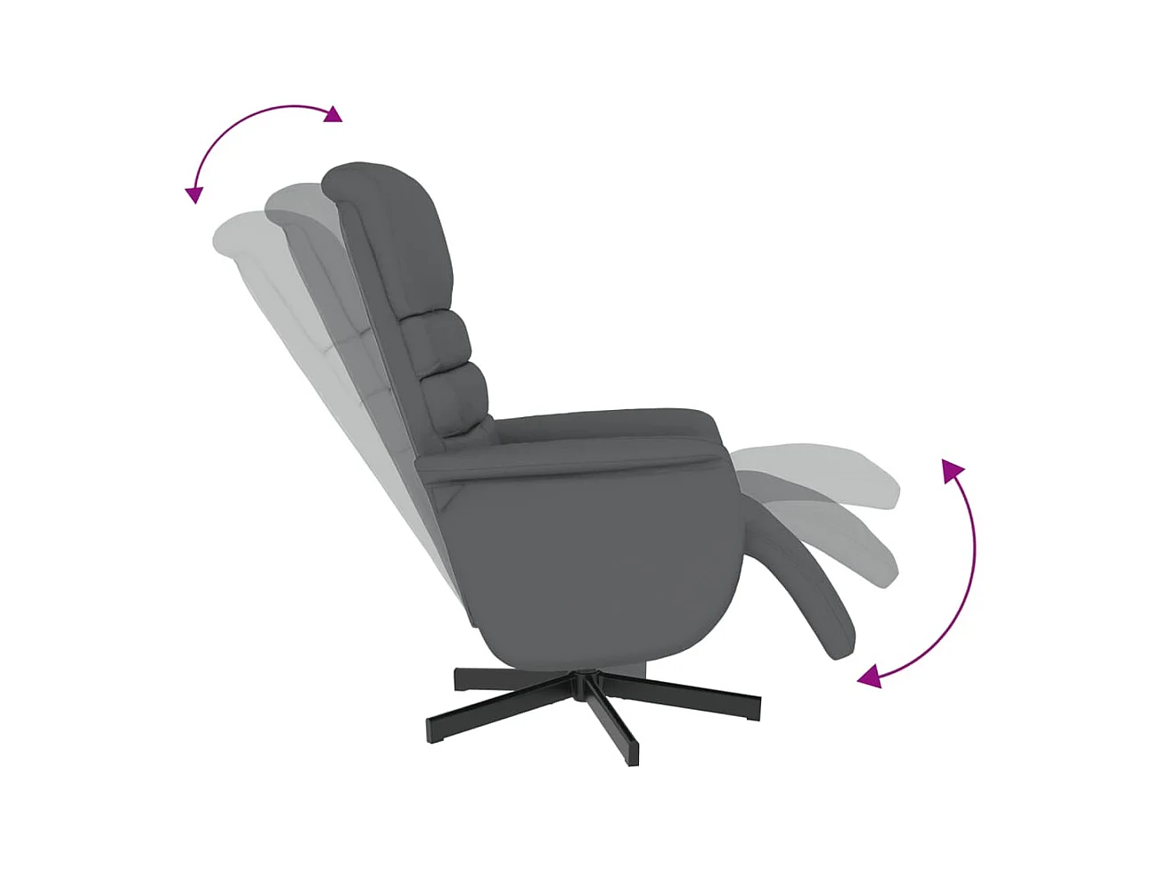Sillón reclinable con reposapiés cuero sintético gris