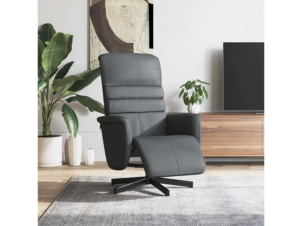 Fauteuil inclinable avec repose-pieds gris similicuir