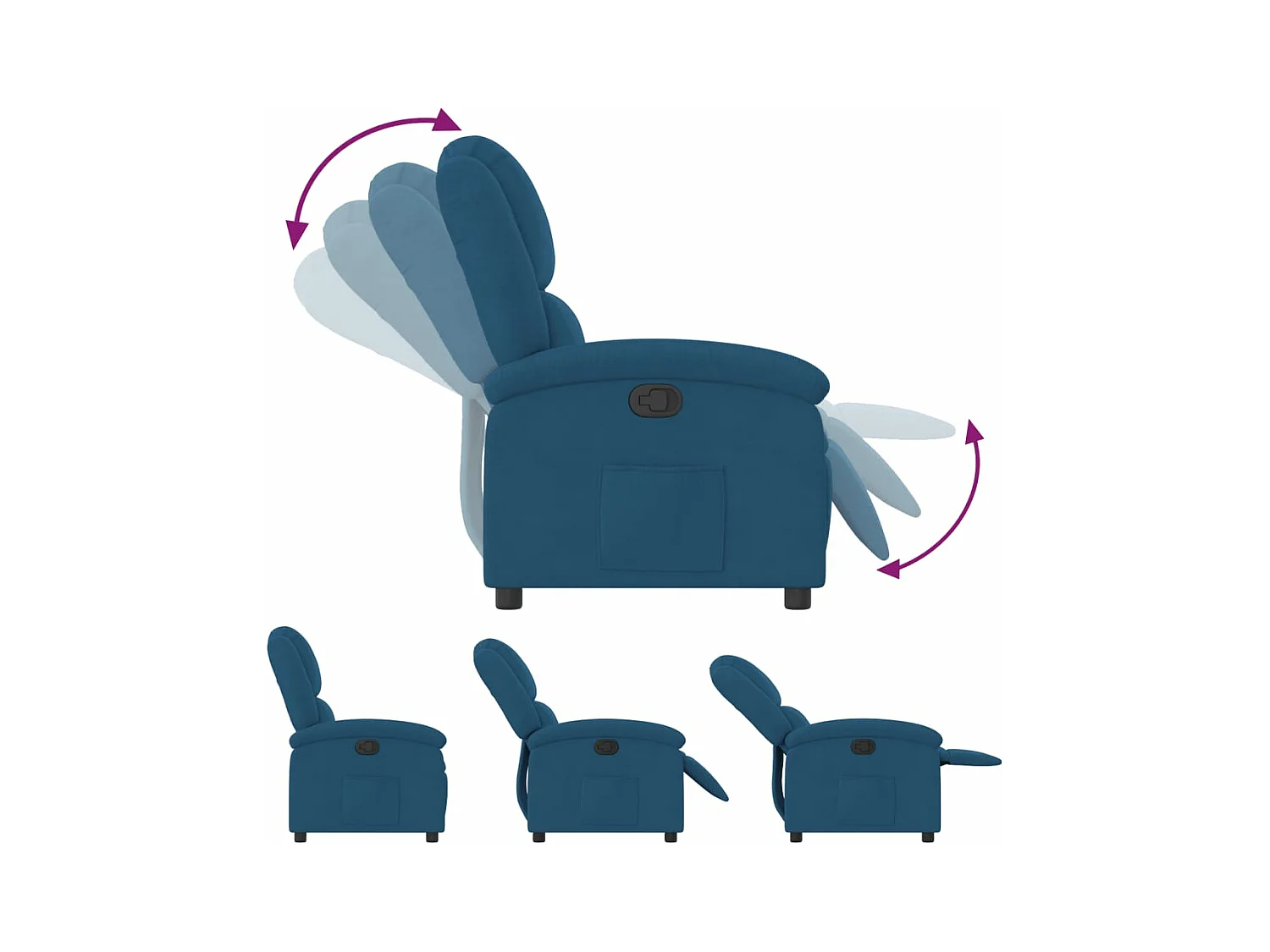 Fauteuil inclinable bleu velours