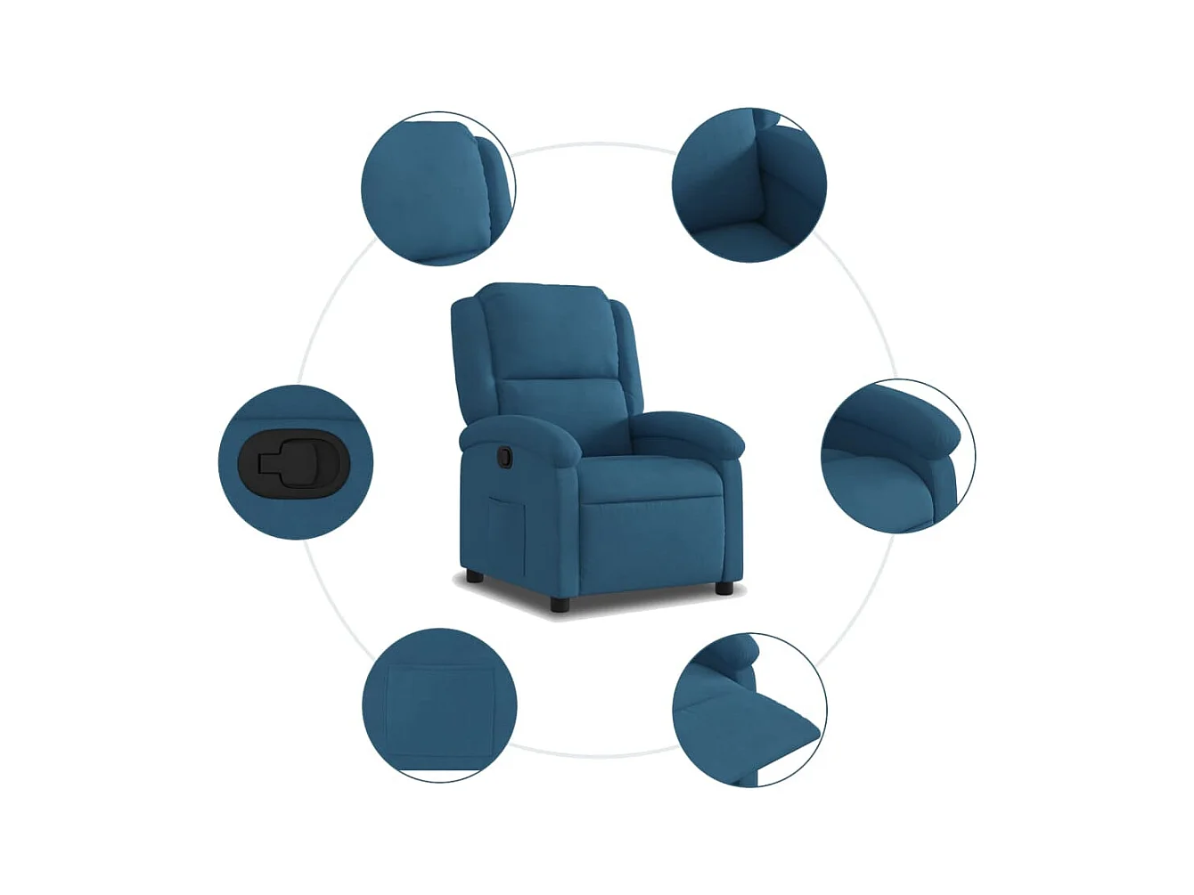 Fauteuil inclinable bleu velours