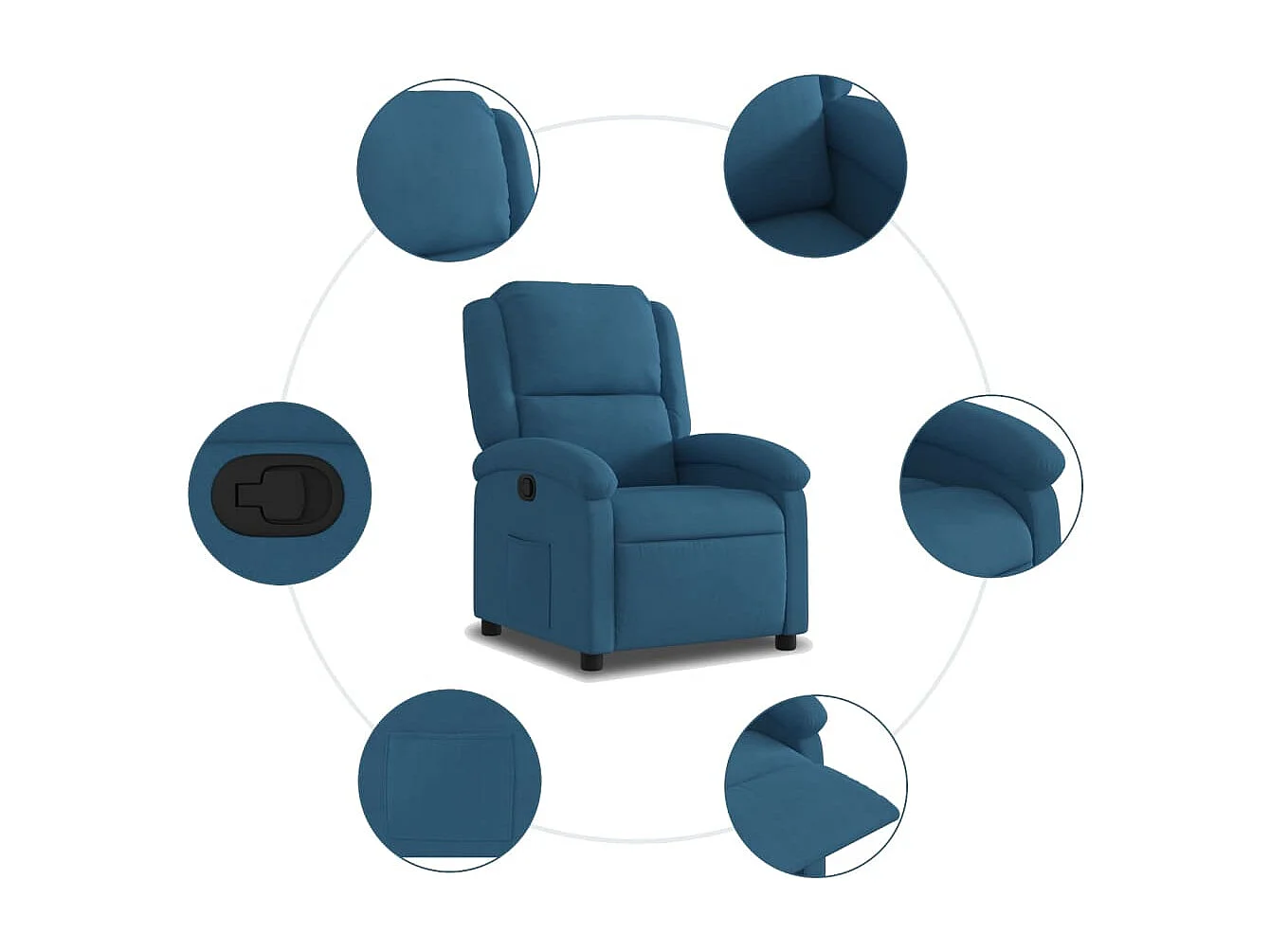Fauteuil inclinable bleu velours
