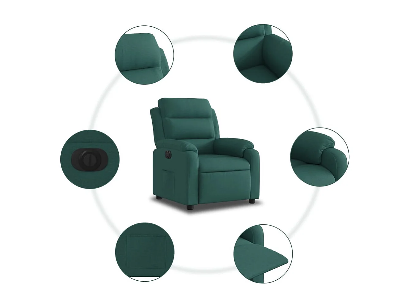 Fauteuil inclinable électrique Vert foncé Tissu