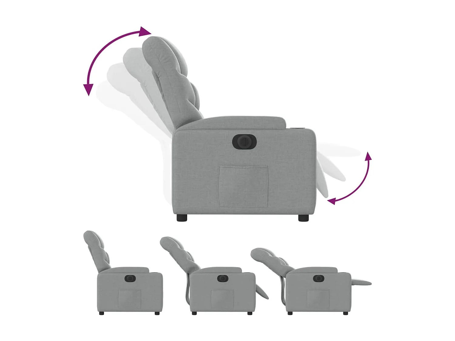Fauteuil inclinable électrique Gris clair Tissu