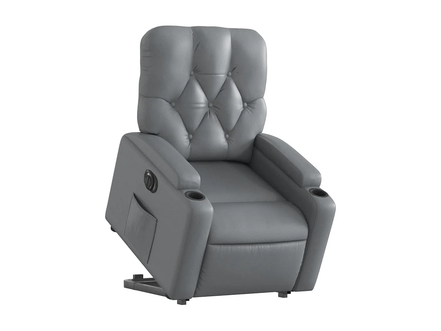 Sillón reclinable elevable eléctrico de cuero sintético gris