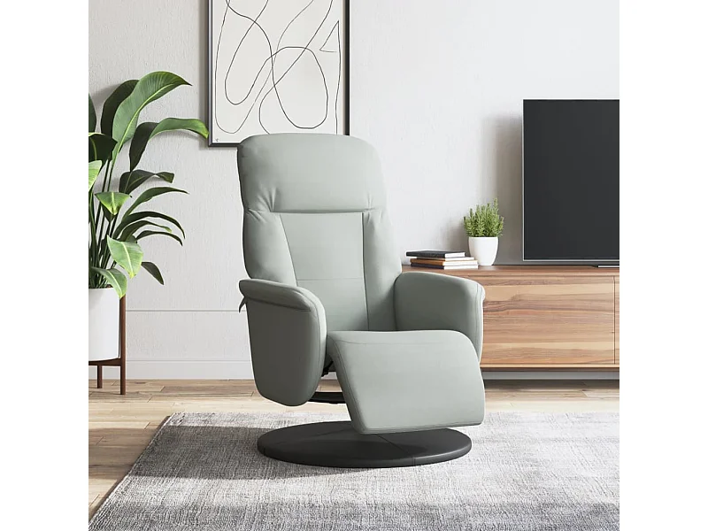 Sillón reclinable con reposapiés terciopelo gris claro