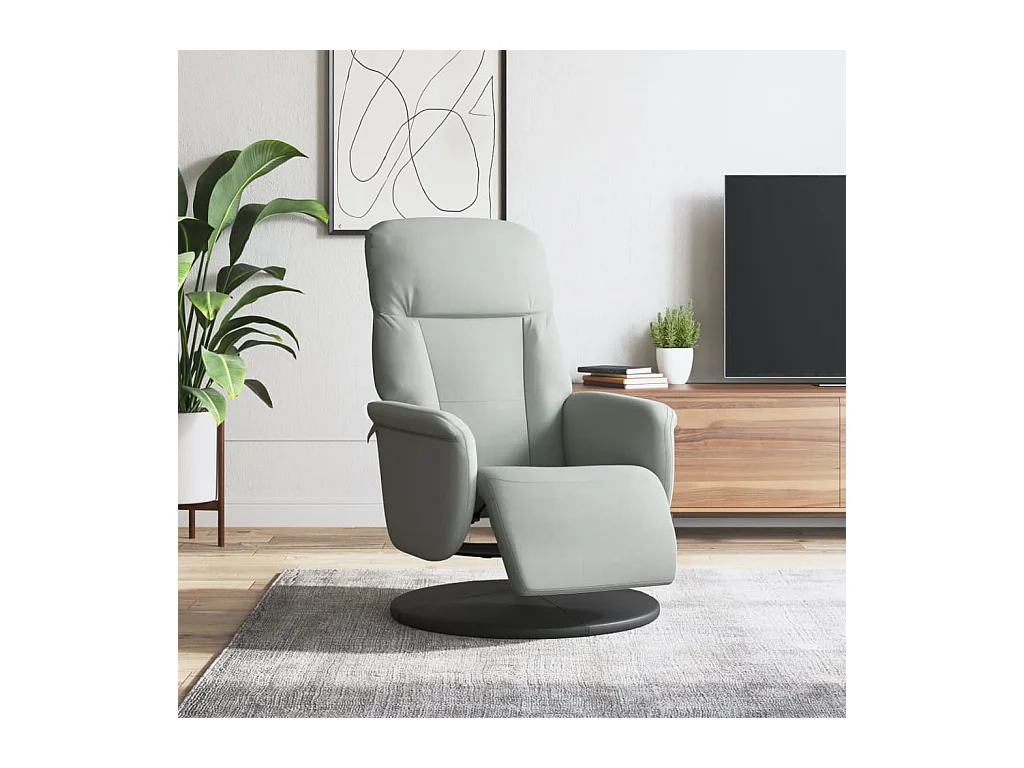 Fauteuil inclinable avec repose-pied gris clair velours