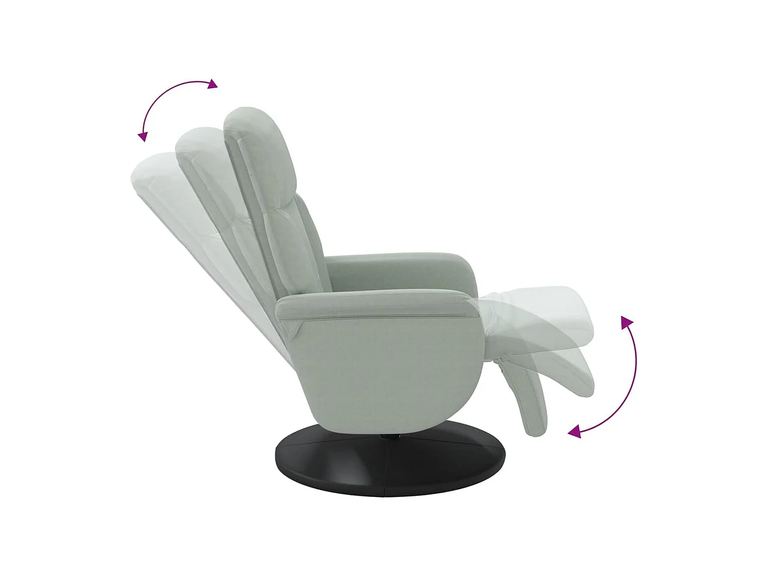 Fauteuil inclinable avec repose-pied gris clair velours