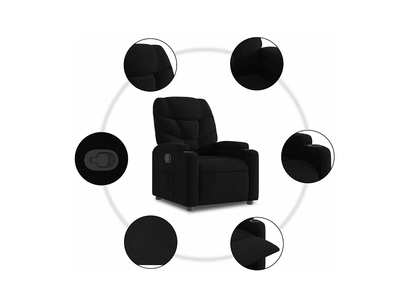 Sillón reclinable elevable tela negro
