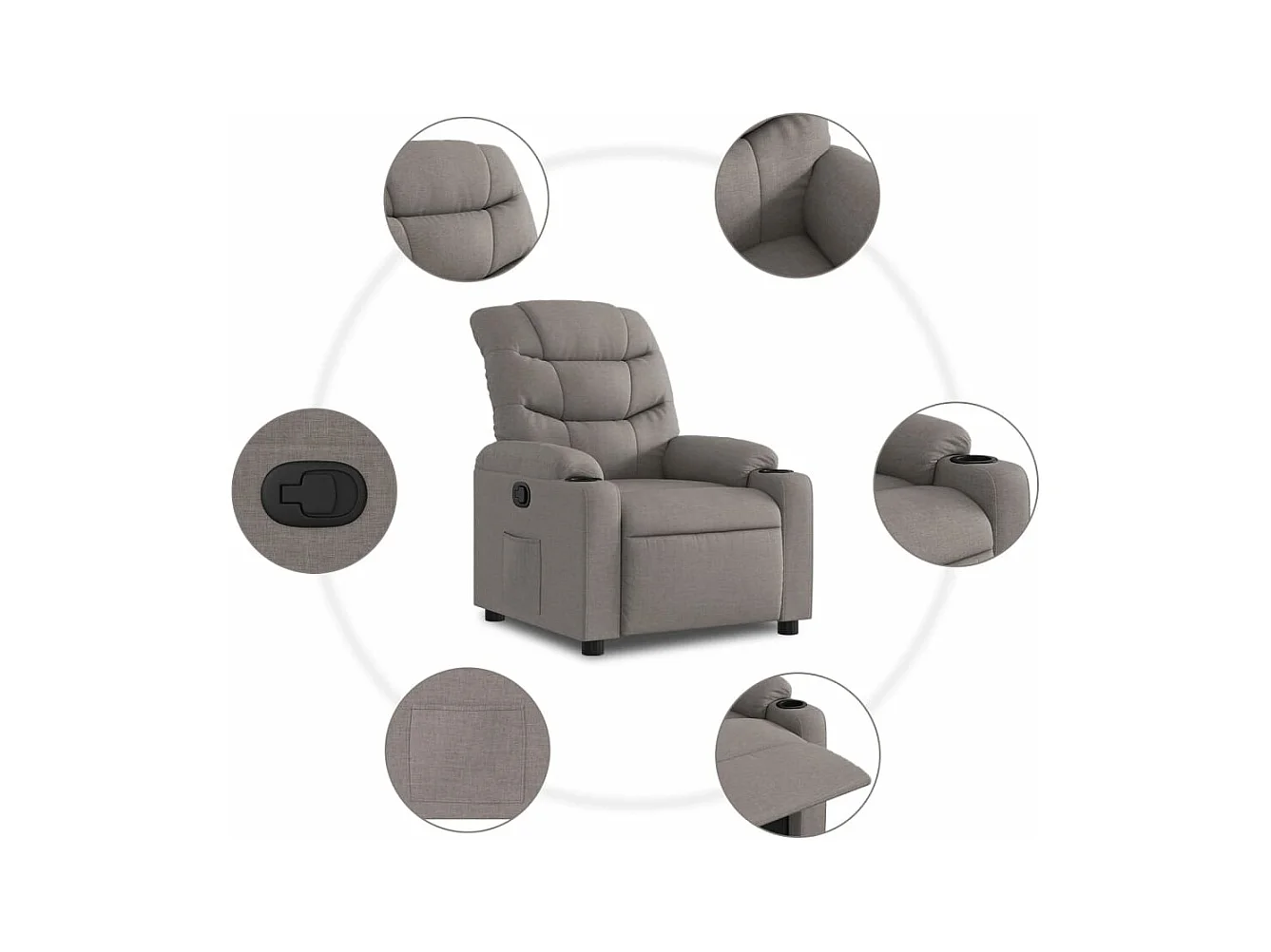 Fauteuil inclinable Taupe Tissu