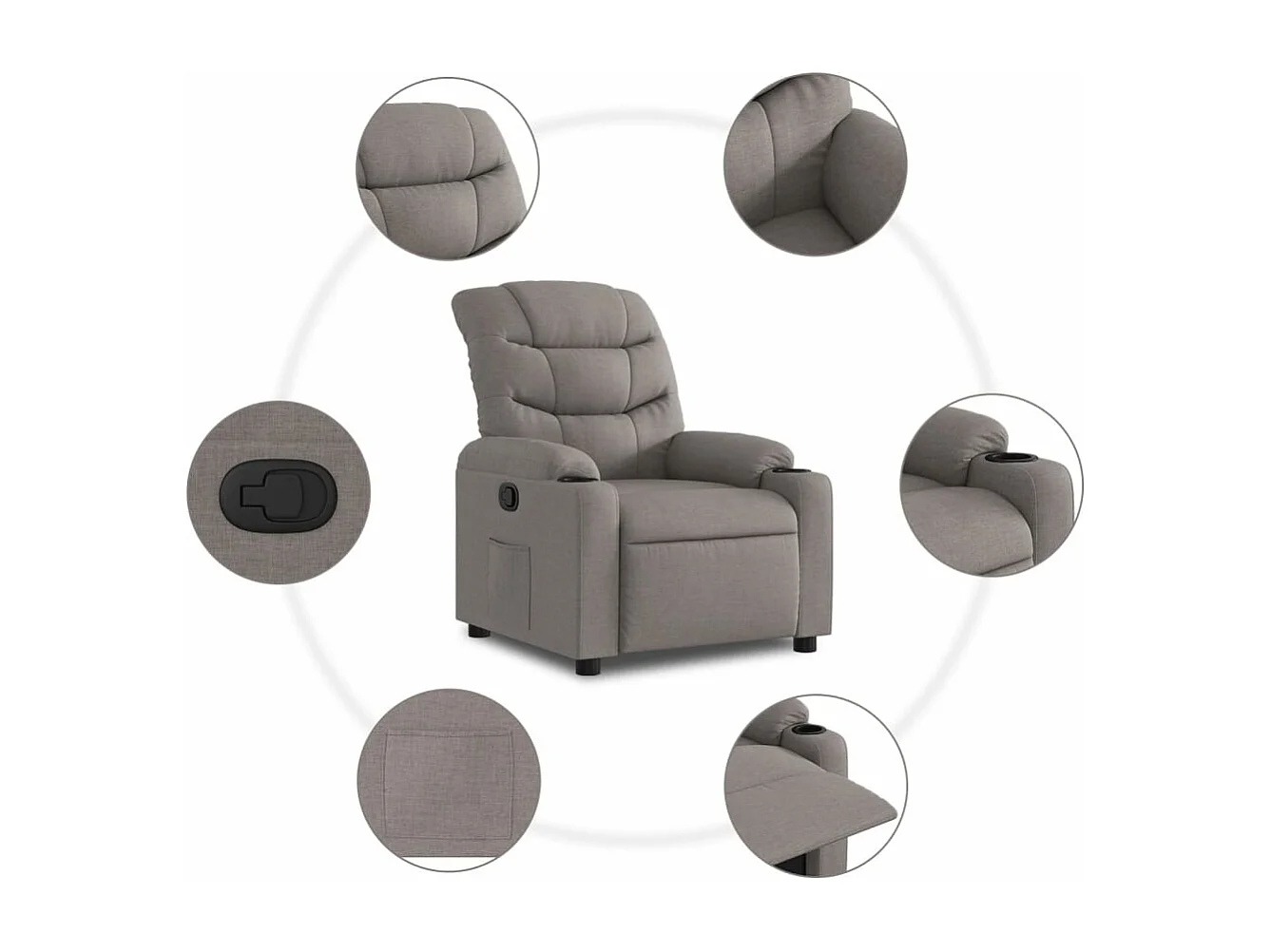 Fauteuil inclinable Taupe Tissu