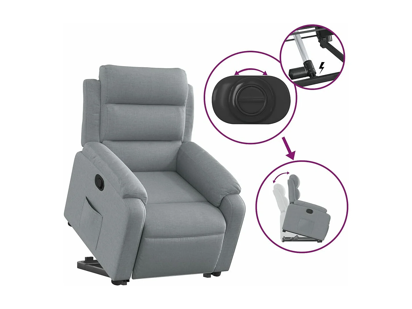 Fauteuil inclinable Gris clair Tissu