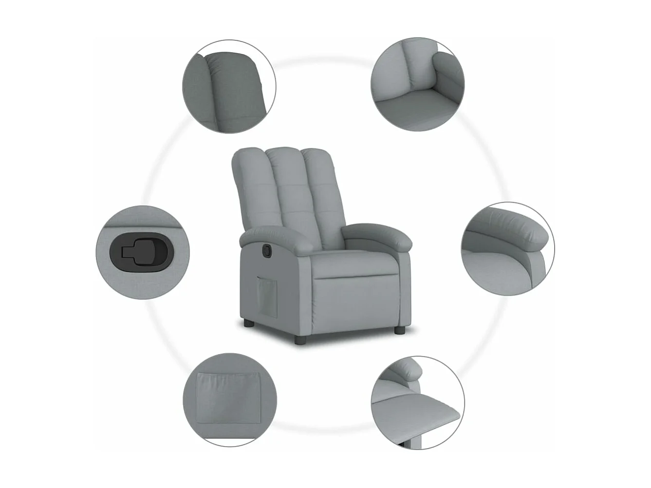 Fauteuil inclinable Gris clair Tissu