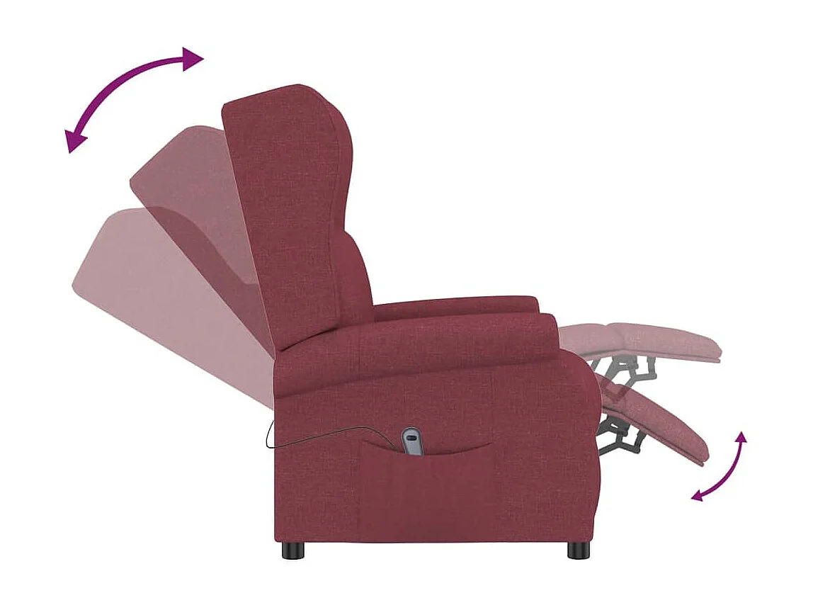 Fauteuil elektrisch verstelbaar stof wijnrood