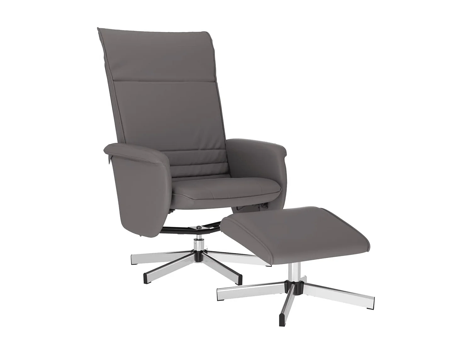 Fauteuil inclinable avec repose-pied gris similicuir