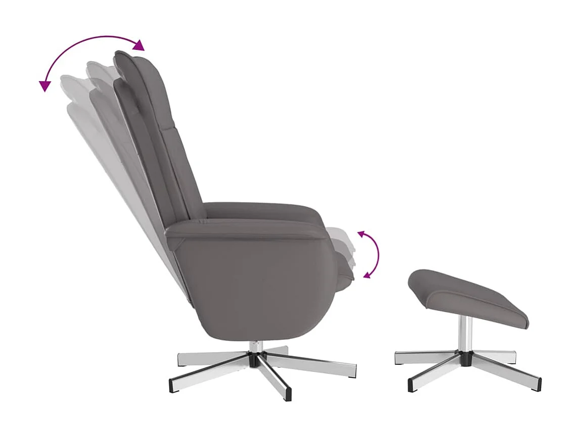 Fauteuil inclinable avec repose-pied gris similicuir