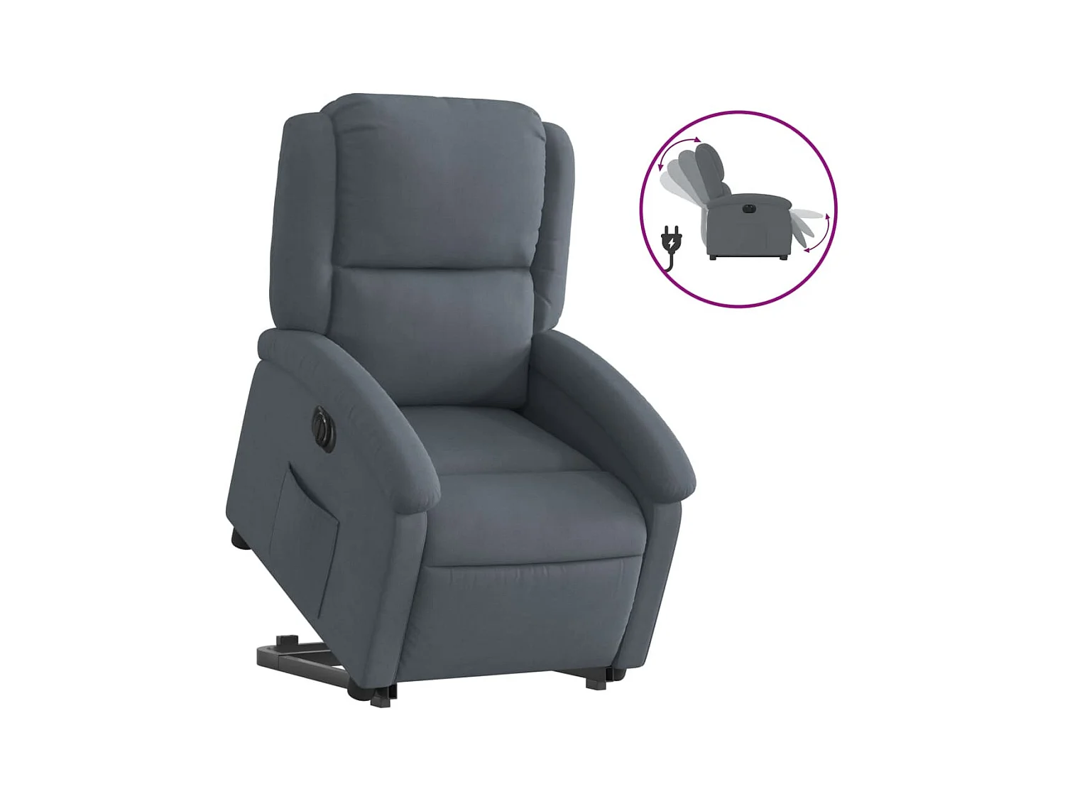 Fauteuil inclinable électrique gris foncé velours