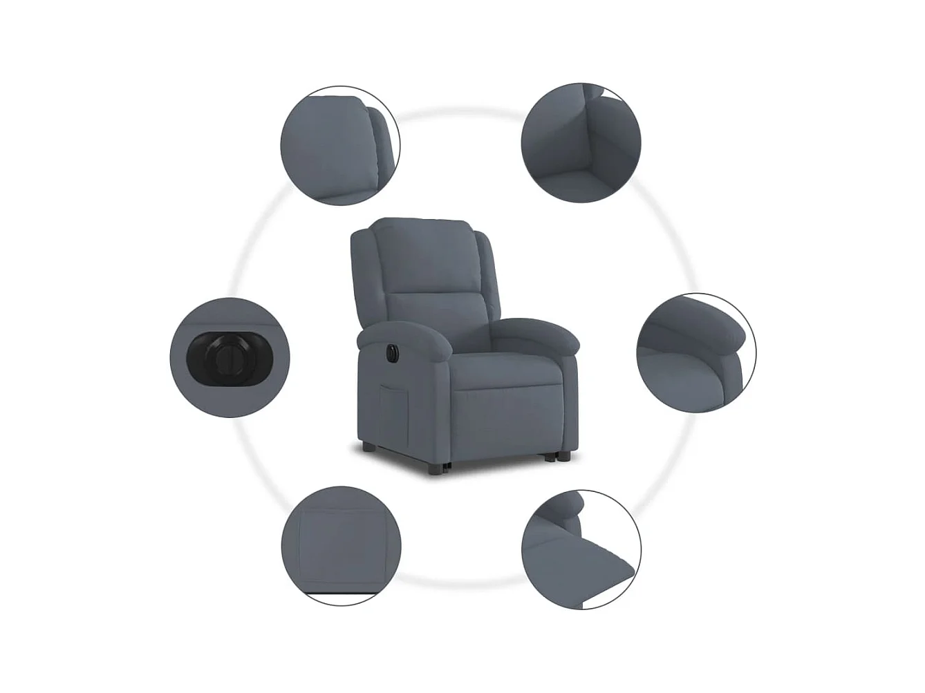 Fauteuil inclinable électrique gris foncé velours
